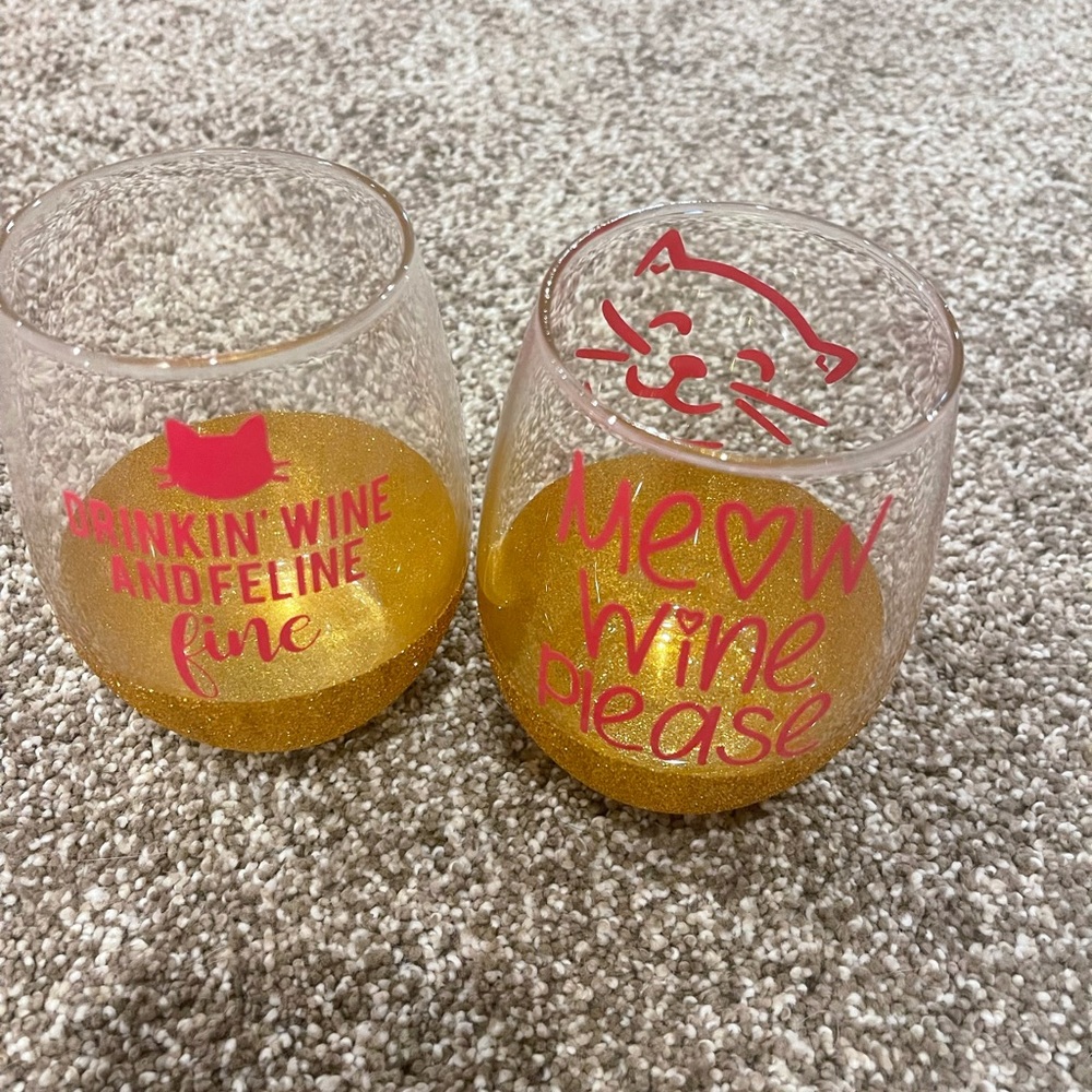 Cat wine glasses